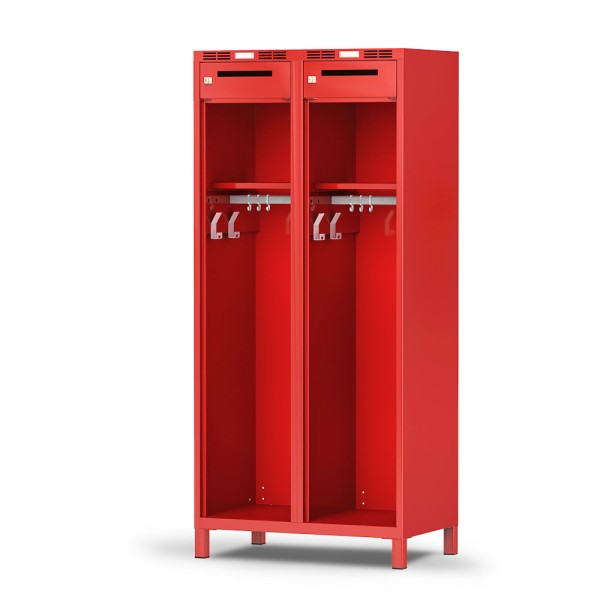 lockeel® fire brigade locker KOMFORT 2er in fire red with fire red door