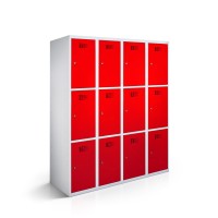 lockeel® locker 4x3 doors with body in light grey and door in traffic red