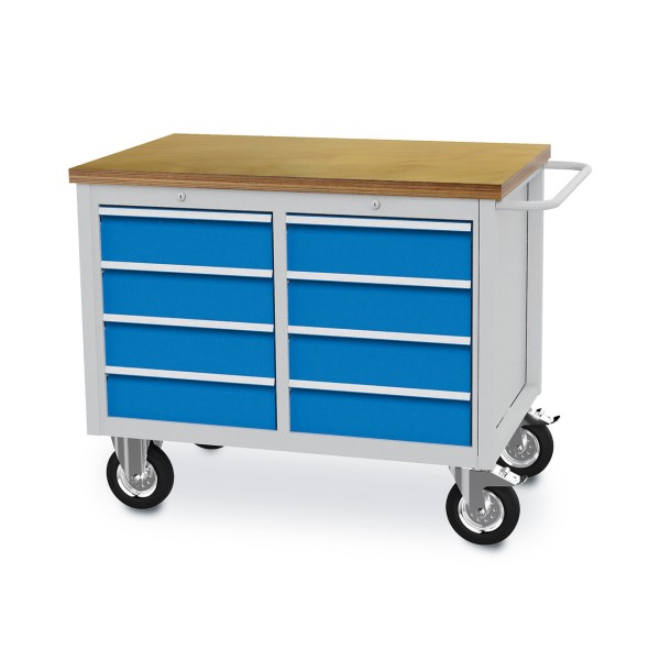 Mobile workbench W 1250 mm with 8 drawers